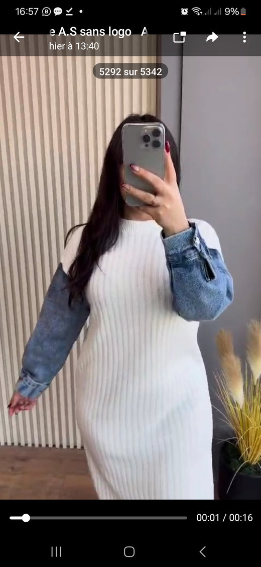 Robe femme Manche Jeans - Nilo Maroc