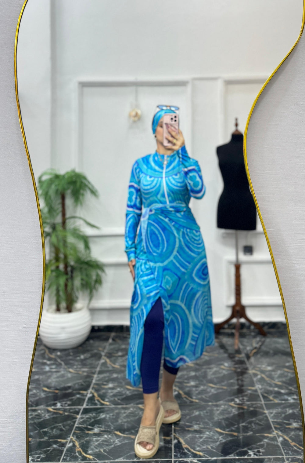 بوركيني نسائية Bleu Pearl - Nilo Maroc