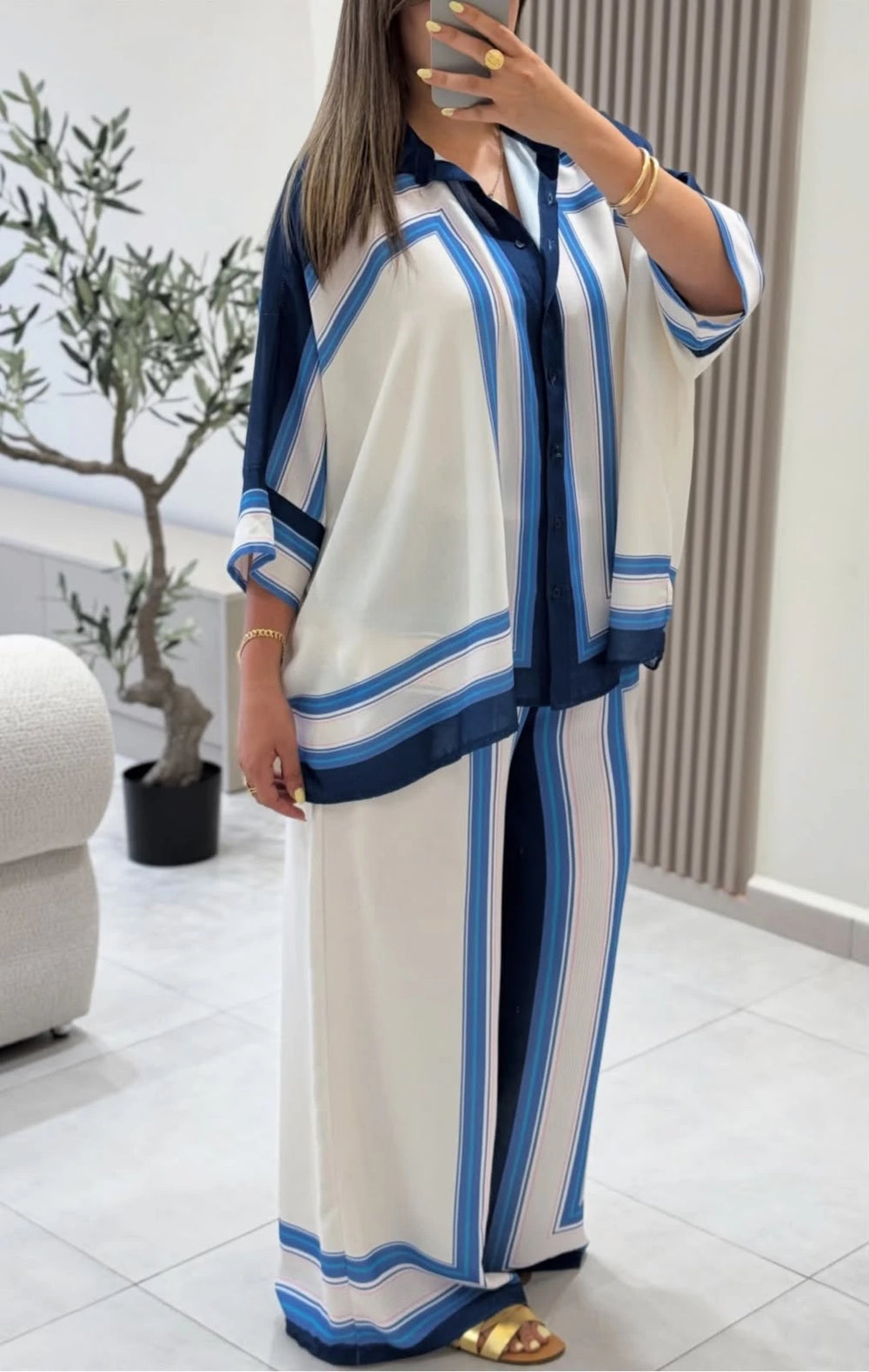 طقم نسائية Chic Patterned - Nilo Maroc